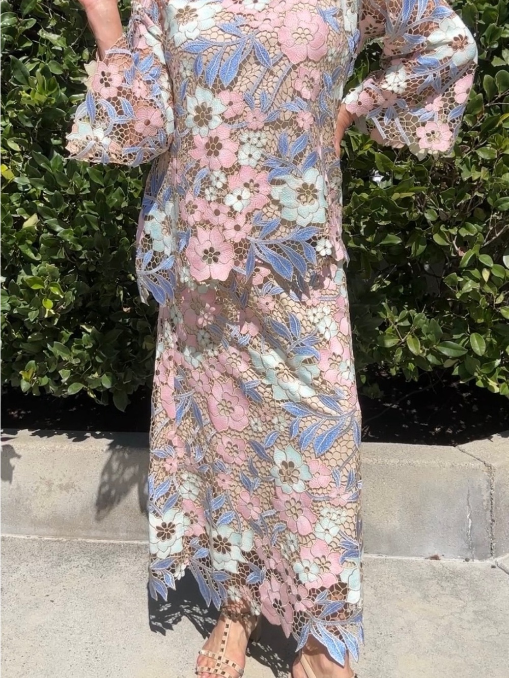 NWT Pastel Floral Lace Maxi Skirt - Pink & Blue - Picture 3 of 6